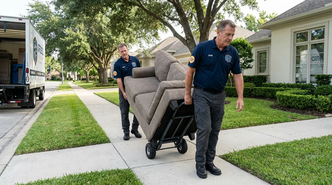 Local residential moving crew loading furniture in Arkansas City, AR