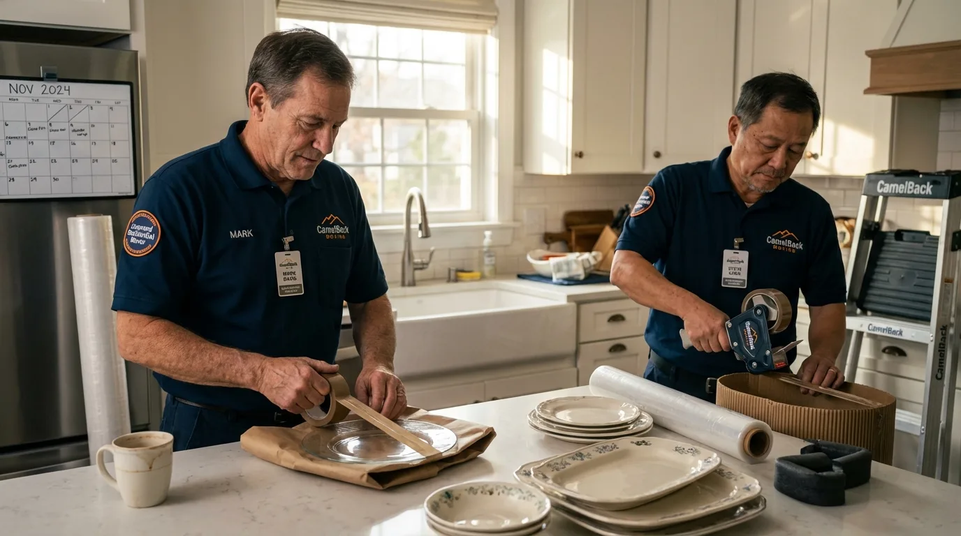 Professional crew packing kitchen dishware in Arkansas City, AR
